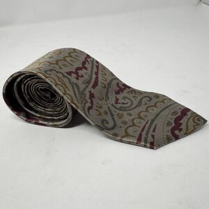 BRIONI Silk Paisley Tie Green Gray Burgundy Gold Italian Luxury Necktie 3” Width